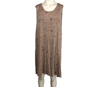 LOGO Layers Women's Plus Size 3X Brown Floral Sleeveless Midi Dress